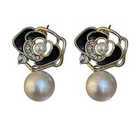 Silver Heart Stud Dangle Earrings Tassel Chain Earrings with Shiny Rhinestone for Woman Girls