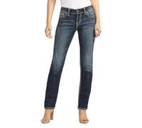 Silver Jeans Co. Suki Jean Coupe Droite Taille mi-Haute, Délavé foncé Vintage avec Point de Lurex, 30 W/30 L Femme