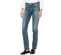 Silver Jeans Co. Suki Mid Rise Curvy Fit Straight Leg Jeans, Sablage Moyen, 29W / 32L Femme