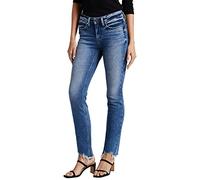 Silver Jeans Co. Women's Suki Mid Rise Straight Leg Jeans, 24W x 31L Blue