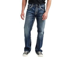 Silver Jeans Co. Zac Relaxed Fit Straight Leg Jeans, Indigo Moyen, 32 W/32 L Homme