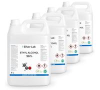Silver Lab® Alcool éthylique 96% Éthanol 4 × 5 L - Alcool de nettoyage & dégraissant | Réserve de 20 L pour applications techniques & professionnelles