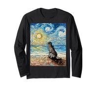 Silver Labrador Starry Night Dog Grey Lab at The Beach Art Manche Longue