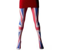 Silver Legs Collants imprimés Union Jack, tissu en nylon extensible, fabriqué en Angleterre, multicolore, taille unique