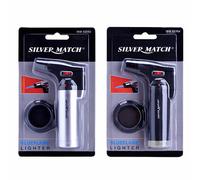 SILVER MATCH - Chalumeau à gaz design, flamme réglable - Parfait pour cuisiner : crème brulée, grillades, barbecue, réchaud de camping, glaçages ...