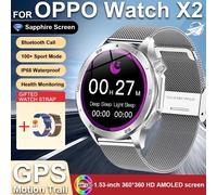 Silver Mesh Belt 2 - For Oppo Watch X2-2025new Pour Huawei Gps Montre Intelligente Hommes Bluetooth Appel Fréquence Cardiaque Boussole Sport Fitness Tracker Ip68 Étanche Montres Intelligentes Homme
