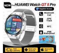 Silver Mesh Belt 2a - 2025 Nouvelle Montre Gt5 Pro Montre Intelligente 1.53 ""Écran Amoled Nfc Gps Tracker Bt Appel Santé Étanche Smartwatch Hommes Femmes Pour Huawei