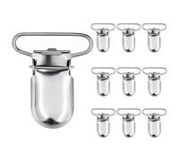 Silver Metal Brace Clips for Trousers and Denim Jeans - Suspender Fastener for Elastic Straps - Holder Grips for Men and Women - Set of 10 - 34mmx24mm by Trimming Shop