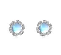 Silver Moonstone Lapis Lazuli Stud Earrings Blue Lapis Moon Stone Earrings Boho Jewellery Birthday Gifts for Women Girls