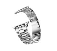 (Silver, Multicolor) Luxury Three Beads Stainless Steel Watch Band Strap with Folding Clasp for Apple Watch Series 10 46m