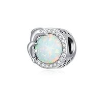 Silver Opal Bead Charm, S925 Personnalisez la berceau de charme de diamant Dolphin pour bracelet, 0,06CT, G, SI2, pour les femmes Ladies Girl Mum ), Additionalweblabs :