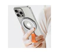 (Silver-Orange)Magnetic Phone Grip Holder Kickstand with Silicone Loop, MagSafe Cell Phone Ring Holder Compatible with iPhone 15, 14, 13, 12 Series