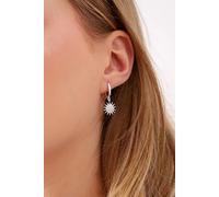 Silver Plated Sun Earrings with White Zircon Stone