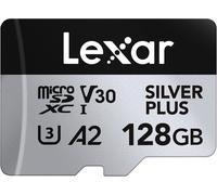 Silver Plus Carte Micro Sd 128 Go, Microsdxc Carte Tf Jusqu'À 205 Mo/S En Lecture, 150 Mo/S En Écriture, Carte Mémoire Micro Sd+ Adaptateur, A2, U3, Classe 10, V30, Full Hd Et 4K Uhd Video