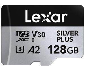 Silver Plus Carte Micro SD 128 Go, Microsdxc Carte TF jusqu'à 205 Mo/s en Lecture, 150 Mo/s en écriture, Carte Mémoire Micro SD+ Adaptateur, A2, U3, Classe 10, V30, Full HD et 4K UHD Video