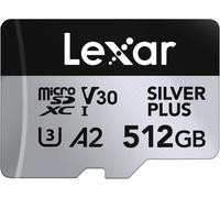 Silver Plus Carte Micro Sd 512 Go, Vitesse De Lecture Jusqu'À 205 Mo/S, Vitesse D'Écriture 150 Mo/S, Carte Mémoire Micro Sd Avec Adaptateur Sd, Uhs-I, A2, U3, V30, Classe 10, 4K Uh[Camera4343]
