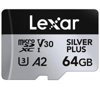 Silver Plus Carte Micro SD 64 Go, Microsdxc Carte TF jusqu'à 205 Mo/s en Lecture, 100 Mo/s en écriture, Carte Mémoire Micro SD+ Adaptateur, A2, U3, Classe 10, V30, Full HD et 4K UHD Video