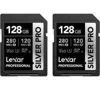 Silver Pro Carte Sd 2X128Go, Carte Mémoire Sd Uhs-Ii, V60, U3, C10, Jusqu'À 280Mo/S En Lecture/120Mo/S En Écriture, Carte Sdxc Pour Dslr/Caméra/Photographe/Vidéaste/Passionné(Lsdsipr128G-B2Naa)