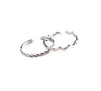 Silver Rings for Women 925 Set Open Ajustement, 2 pièces Ripple Twist Band Band Circle Circle Bijoux pour sa petite amie Festival d'anniversaire Mom Femme Mom