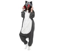 Silver_river Combinaison Unisexe Adulte Pyjama Animal Cosplay Deguisement Kigurumi, M, Loup Gris