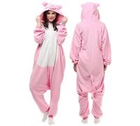 Silver_river Combinaison Unisexe Adulte Pyjama Animal Cosplay Deguisement Kigurumi, S, Cochon Rose