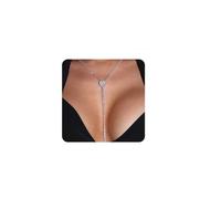 Silver Sparkly Full Rhinestone Chain Choker Heart Tassel Necklace Long Love Collar Necklace Luxury Diamond Statement Choker Necklace for Party Music Bar Women Girls (Silver 2)