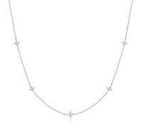 Silver Stars Station Necklace M AH N061-04H