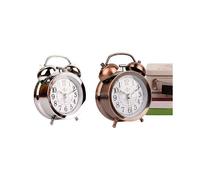(Silver) Super Loud Double Bell Quartz Movement Alarm Clock Morning Alarm Clock 3 Inch Retro Alarm Clock Bedside Clock