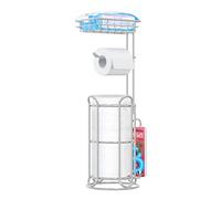 Silver Toilet Paper Holder Stand Bathroom Tissue Holder Free Standing Magazine Organizer Storage Larger Rolls Phone Wipes