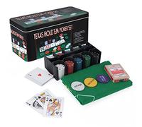 SILVER VALLEY Set de poker 200 pièces de style casino Texas Hold'em et Blackjack avec tapis double face en feutre, jetons, jetons, cartes à jouer et boîte cadeau en métal
