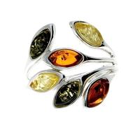 SilverAmber Jewellery - Bague de design en argent sterling 925 et ambre de la Baltique M723, Grande, Argent, Ambre
