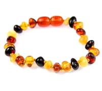 SilverAmber Jewellery Bracelet de cheville en ambre de la Baltique brute ou polie - Fait à la main 100 % ambre véritable - Qualité supérieure - Cognac, mélange, citron, miel, cerise ou ombré - Tailles