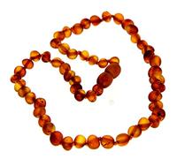 SilverAmber Jewellery - Collier d'ambre de la Baltique - Cognac - Brut - Perles d'ambre 100% authentiques - Qualité supérieure - Taille : 36 cm - NRAWCOG36