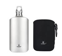SILVERANT Bouteille d'eau ultralégère en titane 600 ml - Bouteille d'hydratation pour le camping, la randonnée, le sport avec manchon isolant thermique et bouchon étanche à clip - Design fin