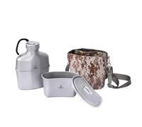 SILVERANT Gourde de Camping Militaire en Titane, kit de gamelle, Tasse de Camping ultralégère avec Pochette de Transport et poignée Pliable - Gobelet avec paracorde