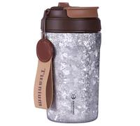 SILVERANT Tasse à café isotherme en titane avec paille, tasse à double paroi réutilisable et anti-fuite, garde les liquides chauds ou froids pour une utilisation en intérieur et en extérieur (400 ml