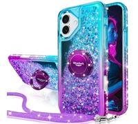 Silverback Coque pour iPhone 17 avec Support, Téléphone Portable à Paillette pour Filles avec Anneau, Protection en Silicone Liquide Glitter pour iPhone 17 - Violet