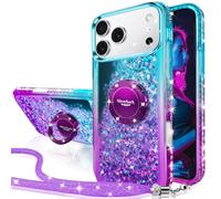 Silverback Coque pour iPhone 17 Pro Max avec Support, Téléphone Portable à Paillette pour Filles avec Anneau, Protection en Silicone Liquide Glitter pour iPhone 17 Pro Max-Violet