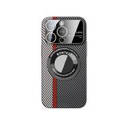 (silverblack)Carbon Fiber Large Window Case for iPhone 15 Pro Max/ 15 Ultra , Big Vision Magnetic Phone Case for iPhone 15 Pro Max/ 15 Ultra
