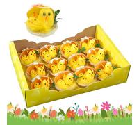 SilverChry 12Pcs Poussin de Pâques, Décoration Poussin de Pâques Carton, Jouet de Pâques Poussin, pour Chapeaux de Pâques, Chasse aux Œufs, l'Artisanat, Décorations de Fête de Pâques, Coffrets Cadeaux