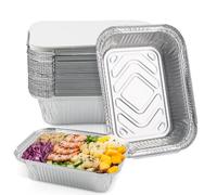 SilverChry Barquettes en Aluminium, Lot de 30,Barquette Aluminium avec Couvercle 800ML, Plat Aluminium, pour Four,Barbecue à Gaz,Friteuse à Air, Idéal pour la Cuisson au Four et Le Barbecue (850ml)