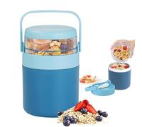 SilverChry Bol Muesli a Emporter, Gobelet à Yogourt Isolé en Acier Inoxydable pour Céréales/Yogourt/Porridge, Boîte à Repas Gobelet à Muesli, Pot Yaourt 570ml+160ml, Overnight Oats Jar Tasse Déjeuner