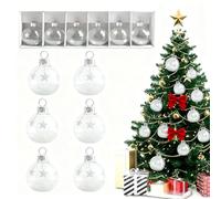 SilverChry Boules de Noël Transparentes, 6 Pcs Boules d'arbre De Noël, Decoration Noel Sapin, Comprenant des Petites Baies Rouges, des Flocons de Neige et des Étoiles à Cinq Branches (Étoiles)