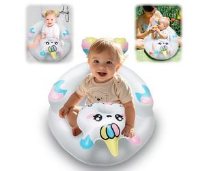 SilverChry Canapé Gonflable Portable pour Bébé, Siège Bébé Gonflable pour Tout-Petits de 3-36 Mois, Chaise Gonflable avec Soutien du Et Nuque, pour Voyager, Nourrir et Apprendre s'Asseoir (blanc)