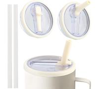 SilverChry Couvercle de Remplacement pour Tasse de 40 oz, 2PCS Couvercle Stanley Cup 40oz, Stanley Cup Couvercle Étanche avec Paille(Blanc)