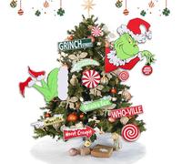 SilverChry Décorations d'Elfe de Noël pour Sapin de Noël, 12 Pièces, Décoration de Monstre Poilu Vert, Grinch Décorations, Convient pour Les Décorations de Vacances, de Maison et de Fête (12 Pièces)