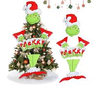 SilverChry Décorations d'Elfe de Noël pour Sapin de Noël, 5 Pièces, Décoration de Monstre Poilu Vert, Grinch Décorations, Convient pour Les Décorations de Vacances, de Maison et de Fête (5 Pièces)