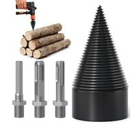 SilverChry Foret Fendre Bois de 32 mm avec 3 Queues, Cone Fendeur de Bois, Mèche Fendre leBois, Cône Fileté, Foret Fendeur Buche, Cône de Perçage et de Fendage, pour Fendage du Bois et Travaux Forest