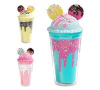 SilverChry Gobelet Paille, Gourde Paille, Verre à Eau avec Couvercle et Paill e 450ML - Glace à l'ours Design, Verre Matcha Latte, Gobelet Tasse Isotherme, Bubble Tea Gourde Milkshake Sans BPA (Bleu)