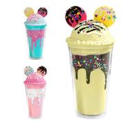 SilverChry Gobelet Paille, Gourde Paille, Verre à Eau avec Couvercle et Paill e 450ML - Glace à l'ours Design, Verre Matcha Latte, Gobelet Tasse Isotherme, Bubble Tea Gourde Milkshake Sans BPA (Jaune)